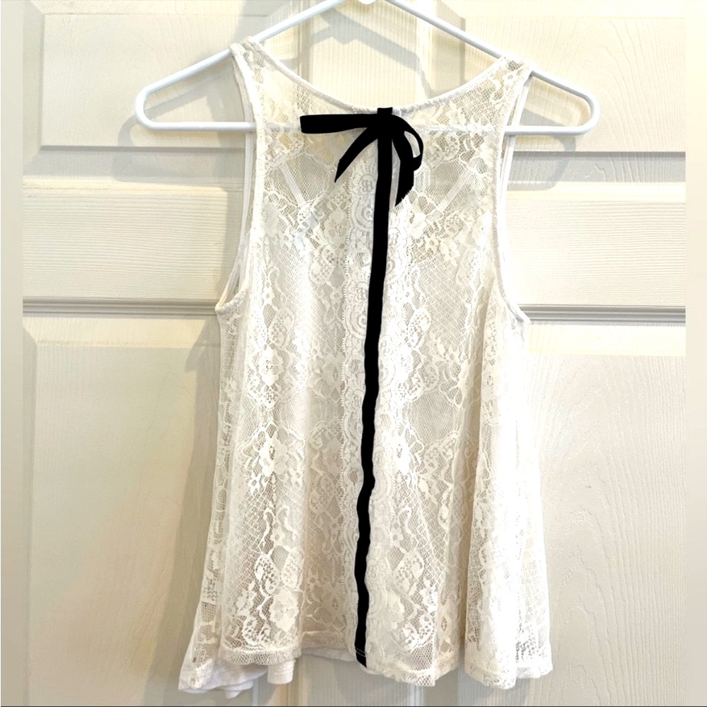 PINS & NEEDLES lace and ribbon top